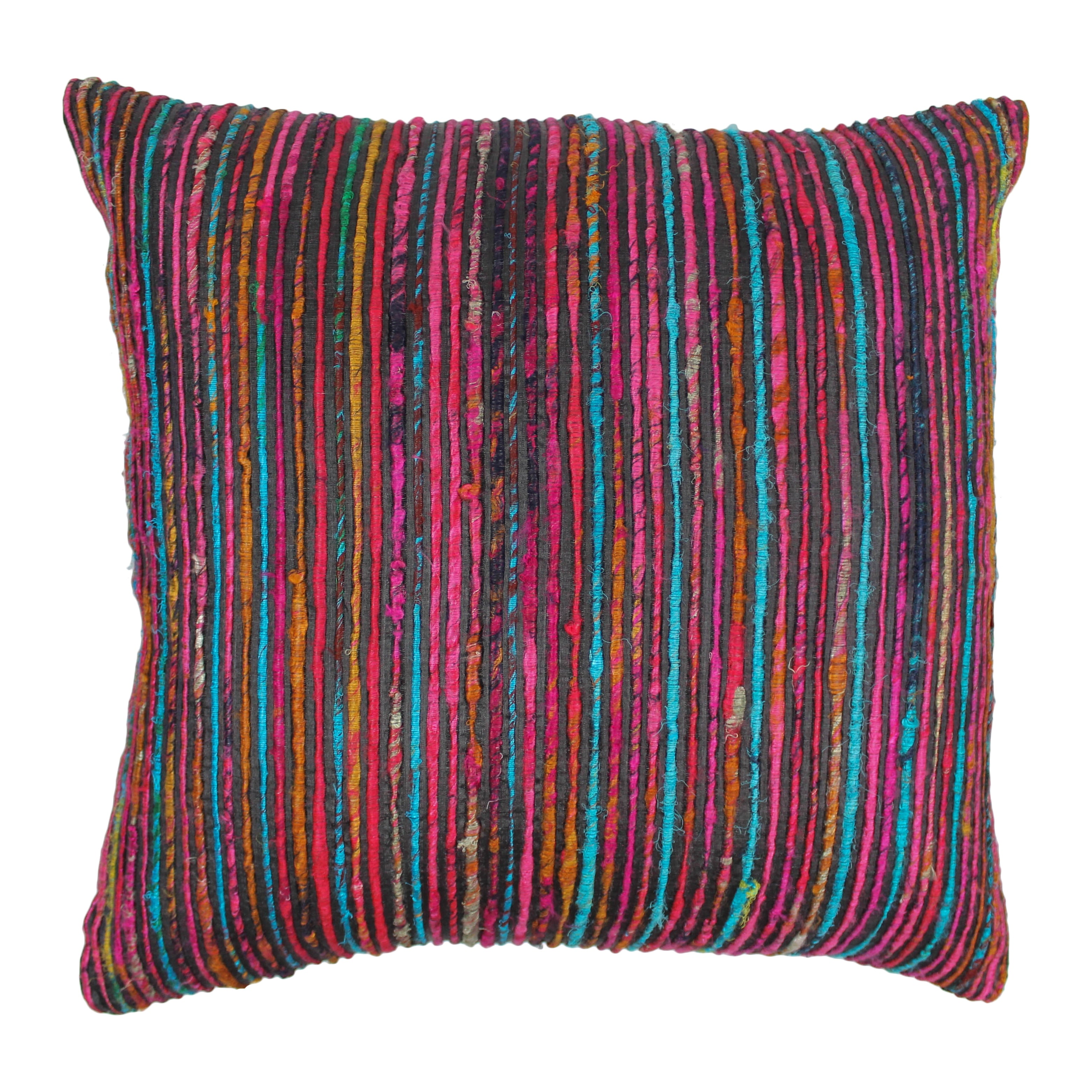 Blazing Needles 20 Inch Black Rainbow Yarn Threading Throw Pillow