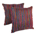 Blazing Needles 20 Inch Black Throw Pillows With Rainbow Yarn Threading Set Of 2