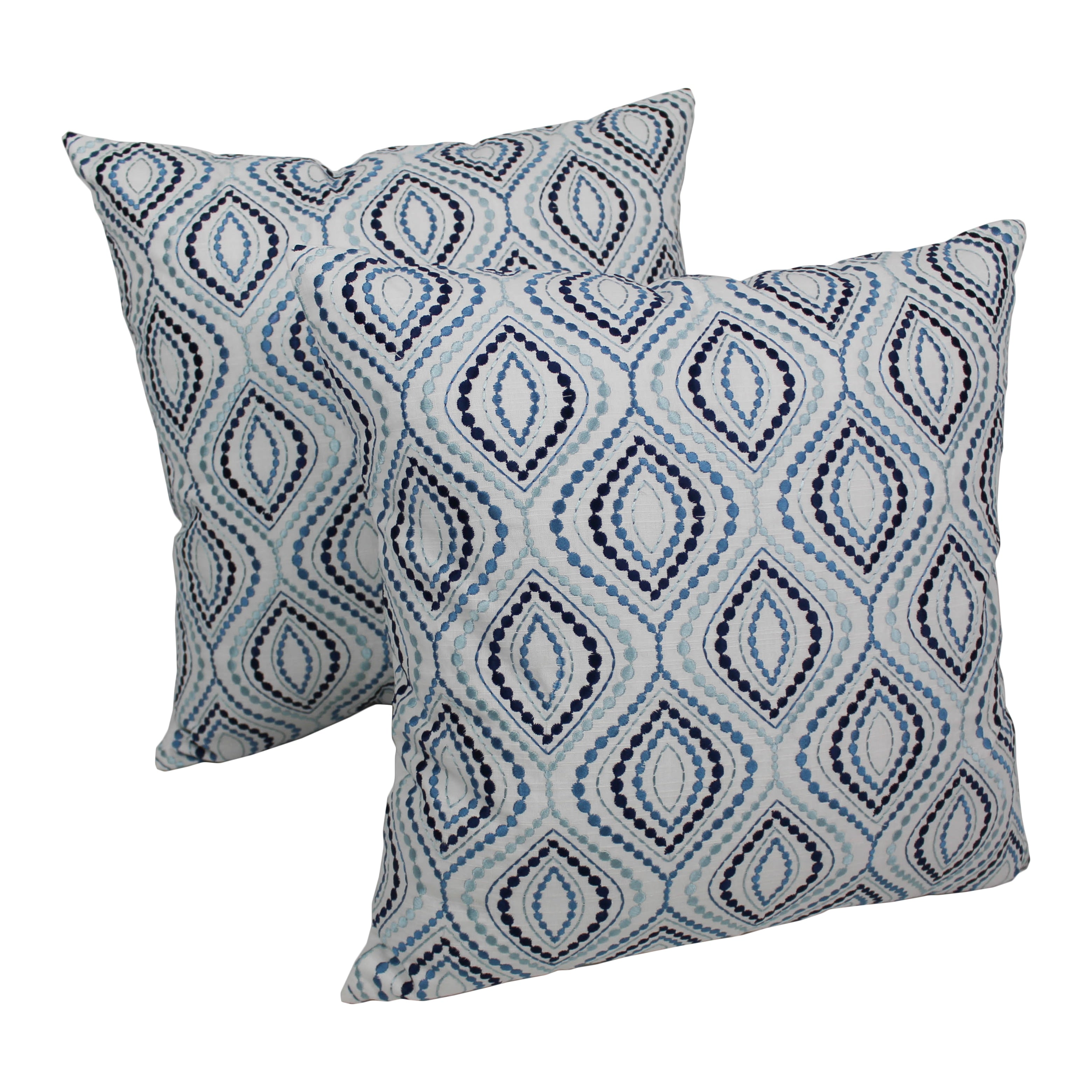Blazing Needles 20 Inch Blue Palette Embroidered Throw Pillows Set Of 2