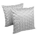 Blazing Needles 20 Inch Indian Diamond Mosaic Silver Ivory Embroidered Throw Pillows Set Of 2