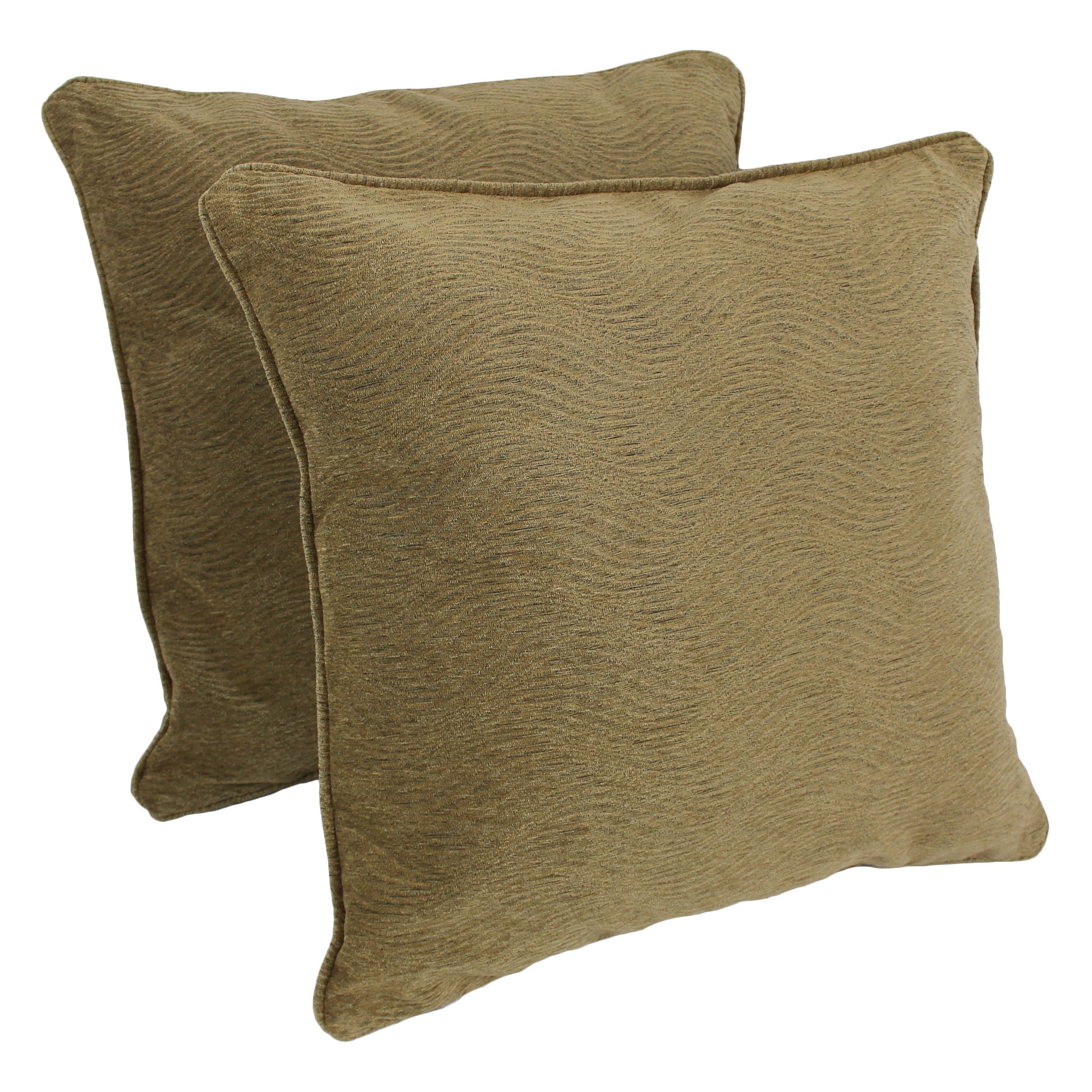 Blazing Needles 25 Inch Champagne Jacquard Chenille Square Throw Pillows With Inserts Set Of 2
