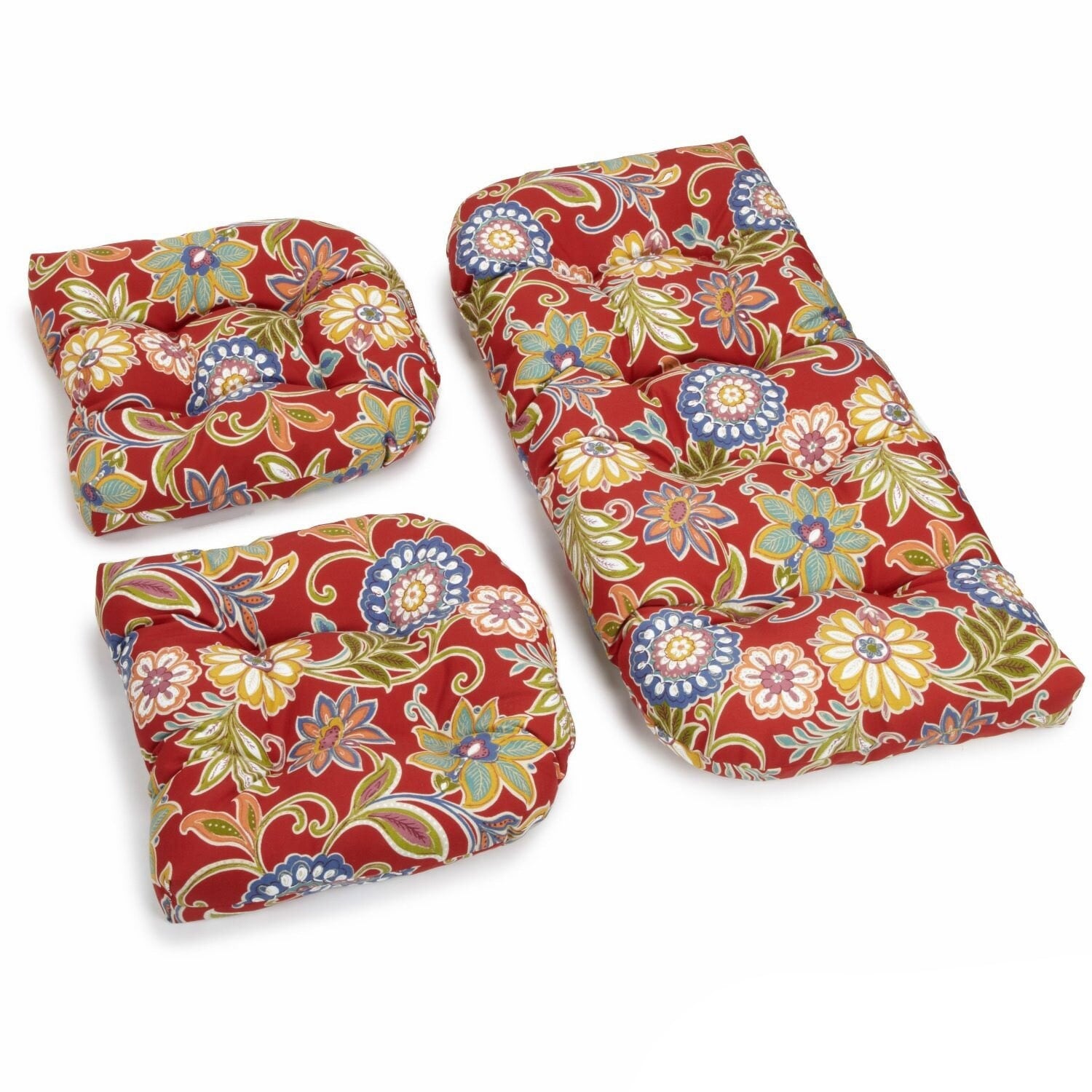 Blazing Needles All Weather Patio Chair And Bench Cushion Set Set Of 3