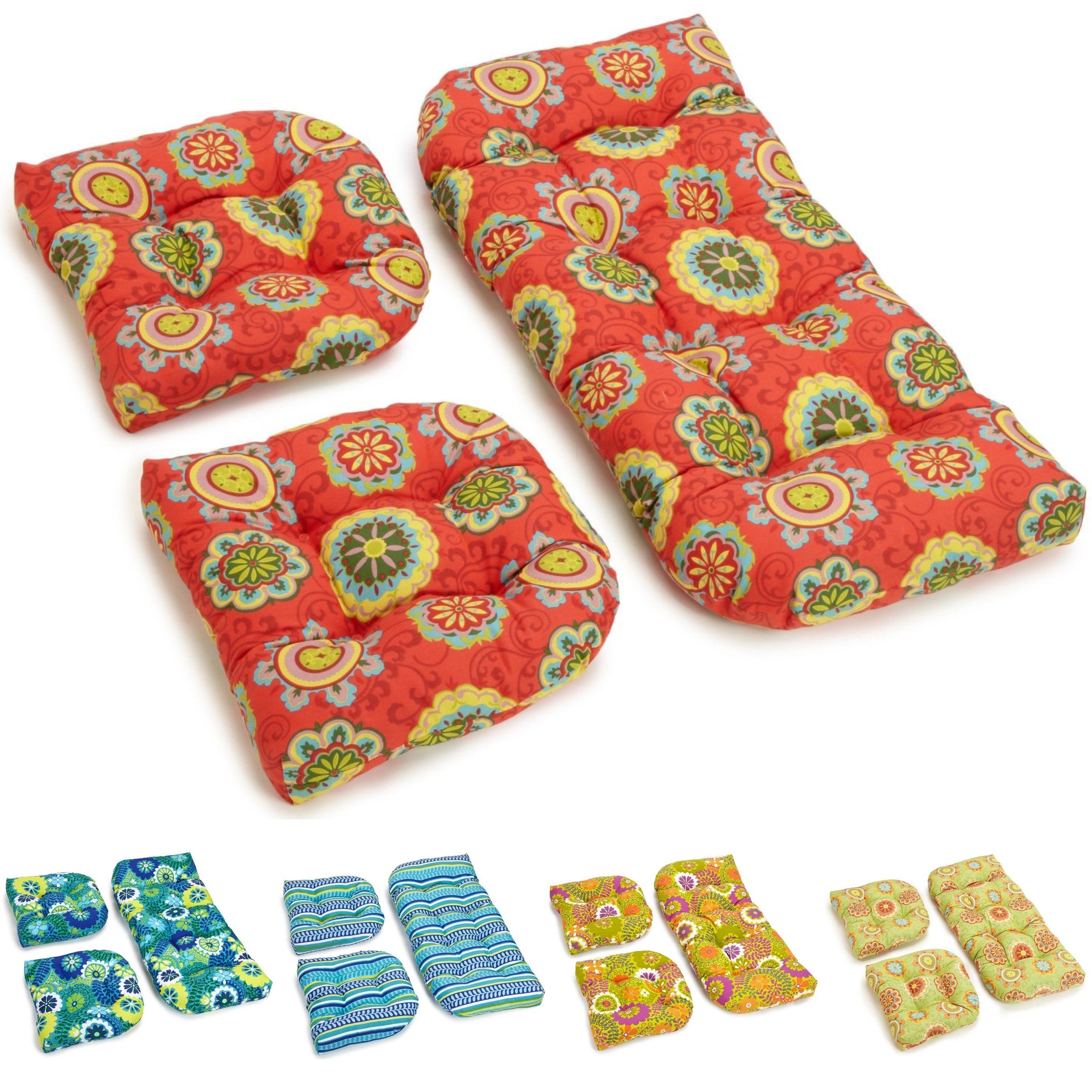 Blazing Needles All Weather Settee Cushion Set Set Of 3