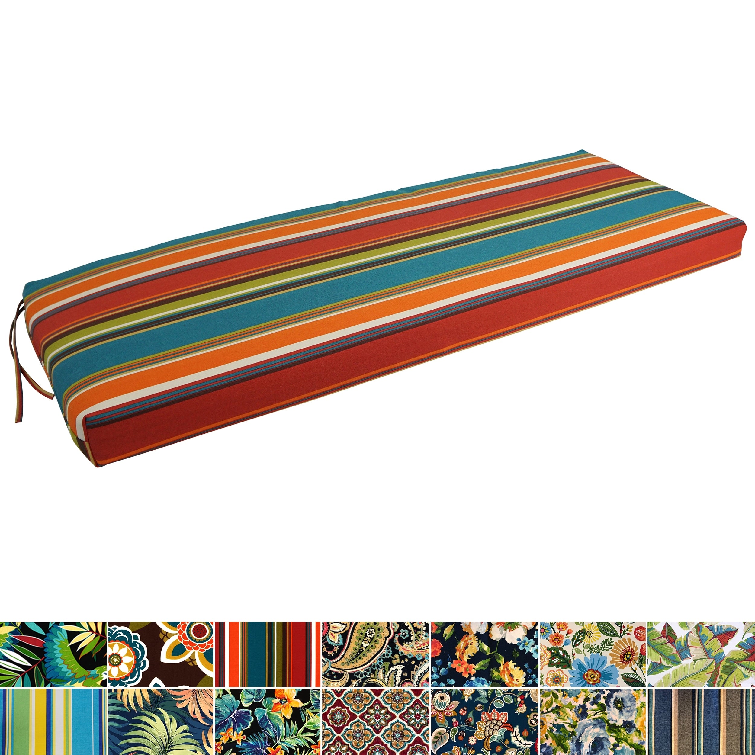 Blazing Needles 63 Inch Indoor Outdoor Striped Bench Cushion