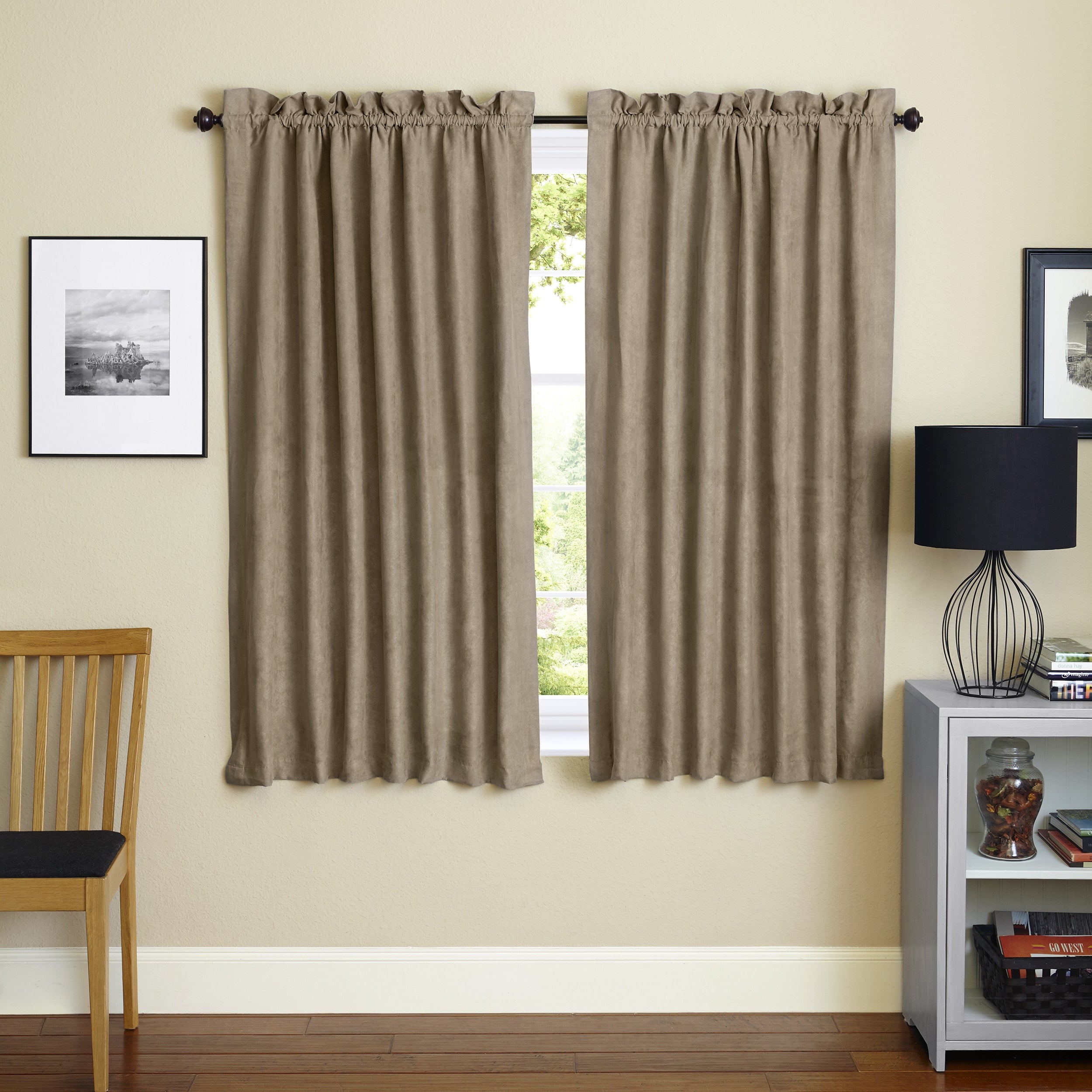 Blazing Needles 63 Inch Microsuede Blackout Curtain Panel Pair
