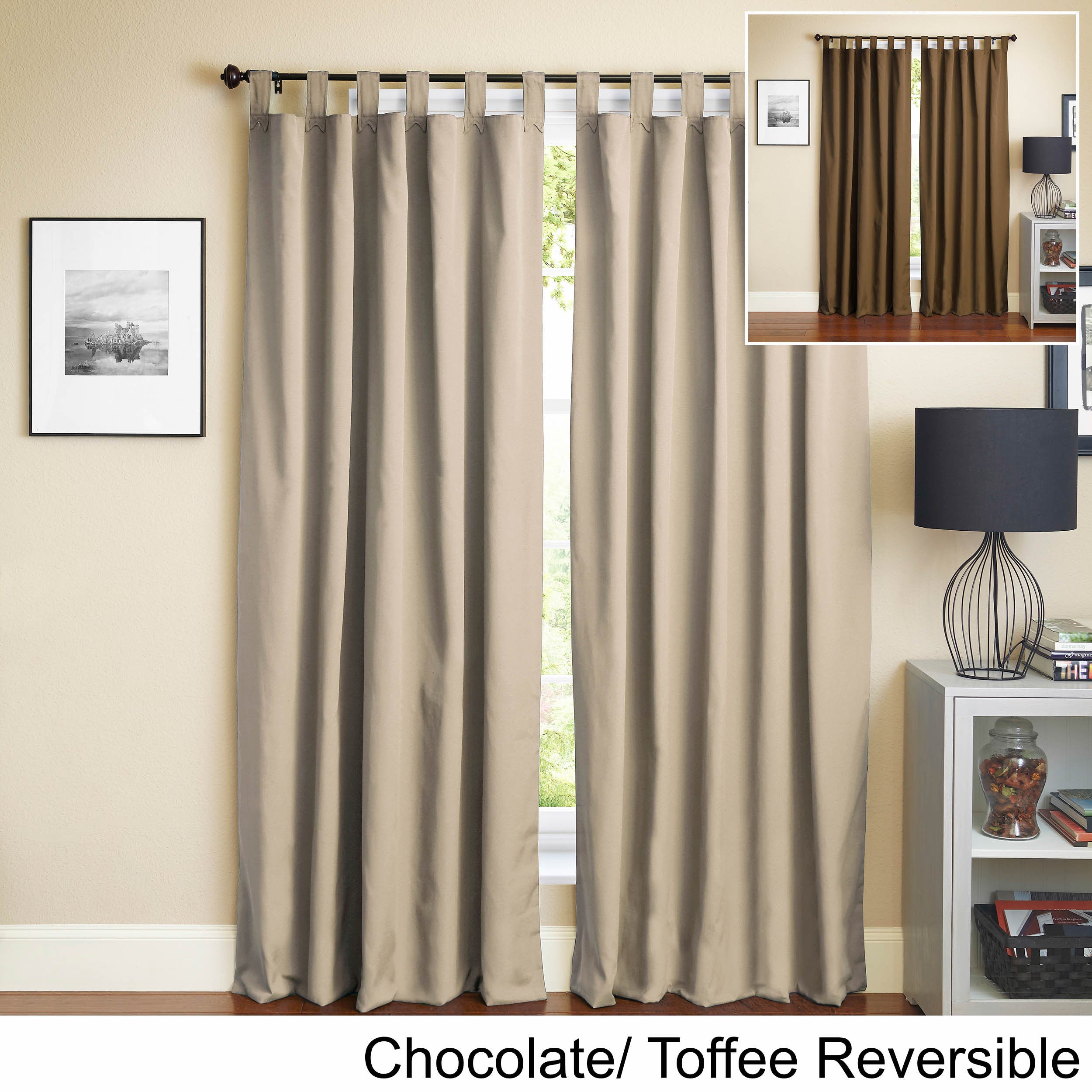 Blazing Needles 84 Inch Twill Insulated Blackout Two Tone Reversible Curtain Panel Pair 52 X 84