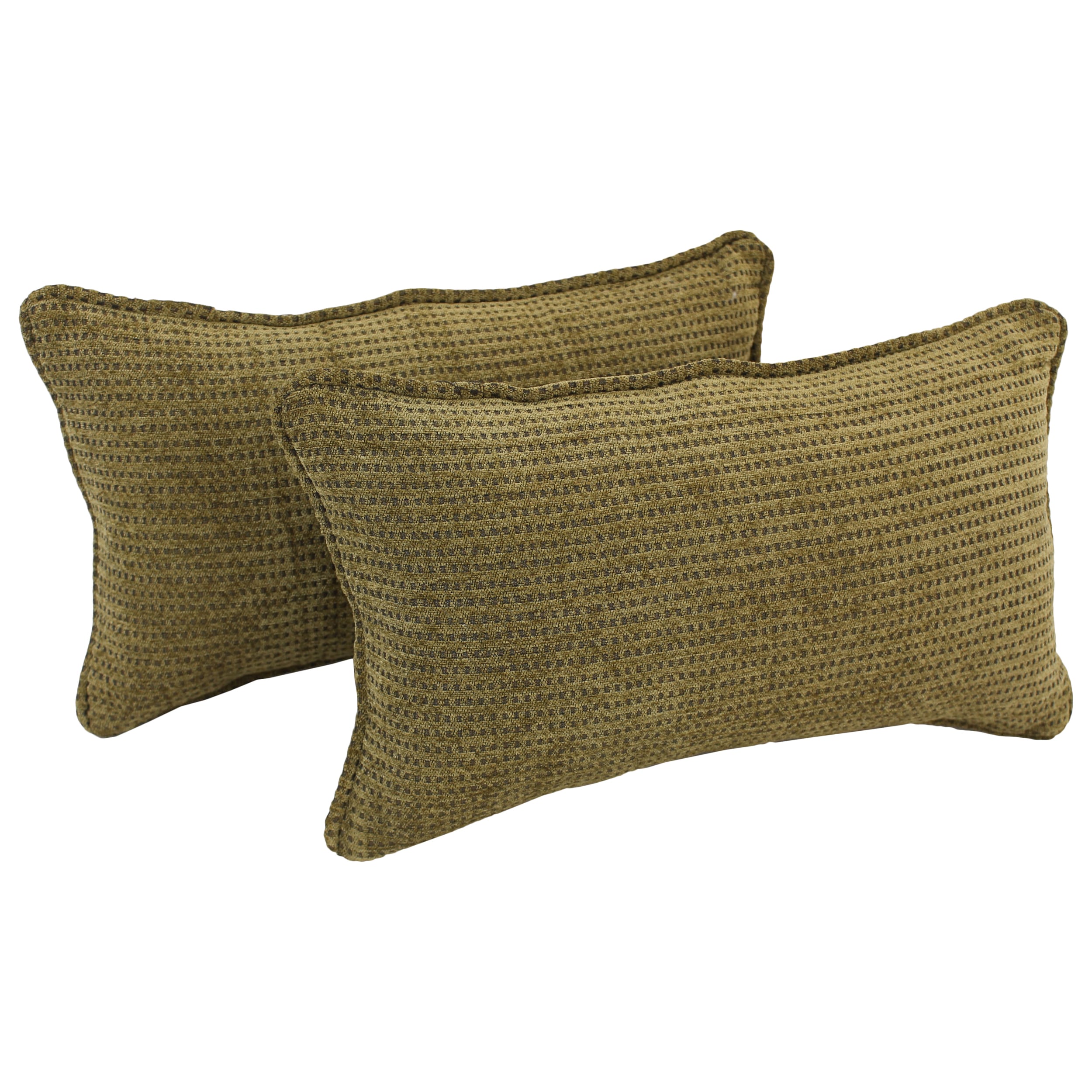 Blazing Needles Corded Gingham Brown Jacquard Chenille Rectangular Throw Pillows Set Of 2