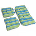 Blazing Needles Patterned All Weather U Shaped Outdoor 3 Piece Settee Bench Cushion Set