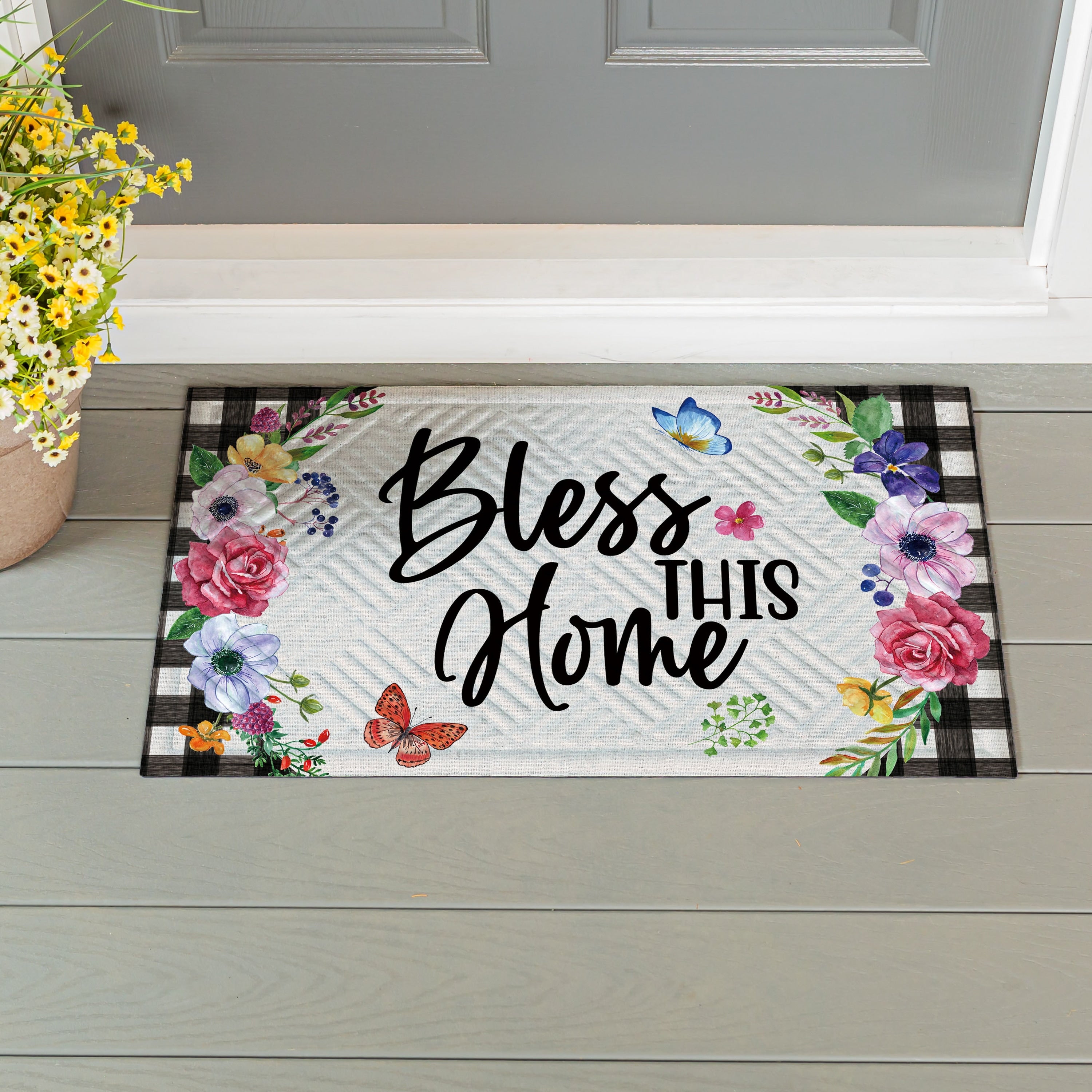Bless This Home Embossed Door Mat 30 X 18