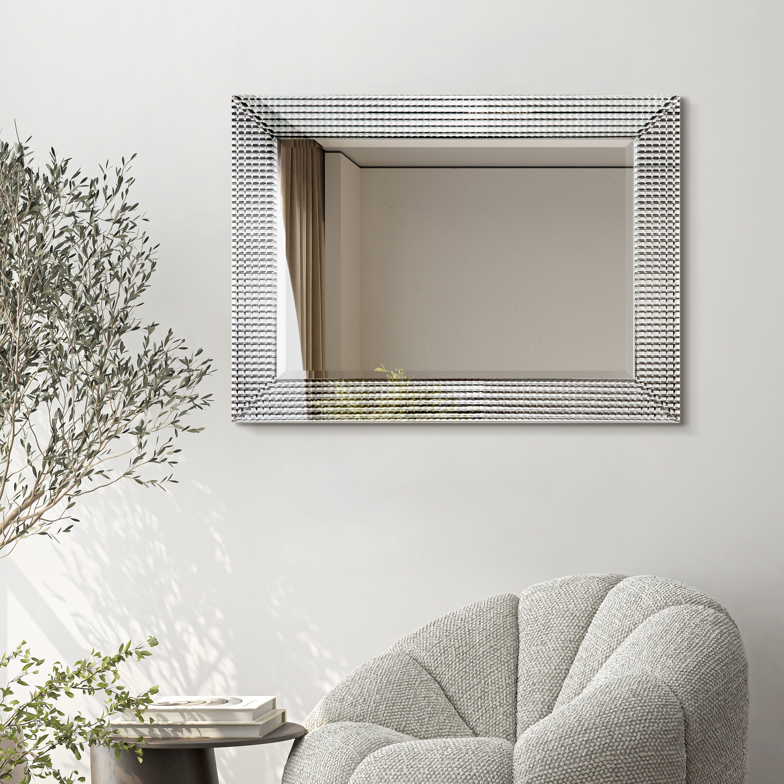Bling Beveled Glass Rectangle Wall Mirror Clear 30 In. X 1.24 In. X 40 In.