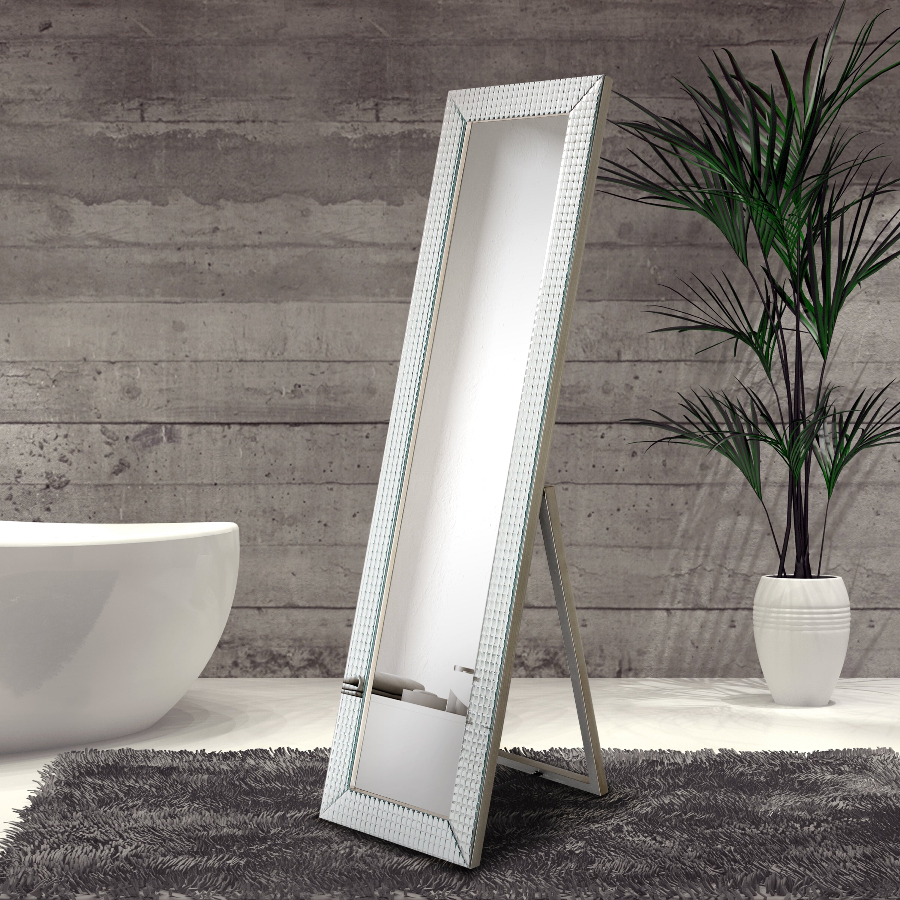 Bling Beveled Glass Cheval Mirror Clear 18 In. X 2.12 In. X 64 In.