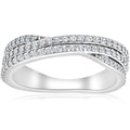Bliss 10K White Gold 5 8 Ct Tdw Multi Row Diamond Crossover Wide Ring