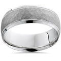 Bliss 10K White Gold Mens Brushed Hammered 8Mm Ring Wedding Band Comfort Fit