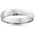 Bliss 10K White Gold Mens Hammered High Polished 5Mm Ring Wedding Band