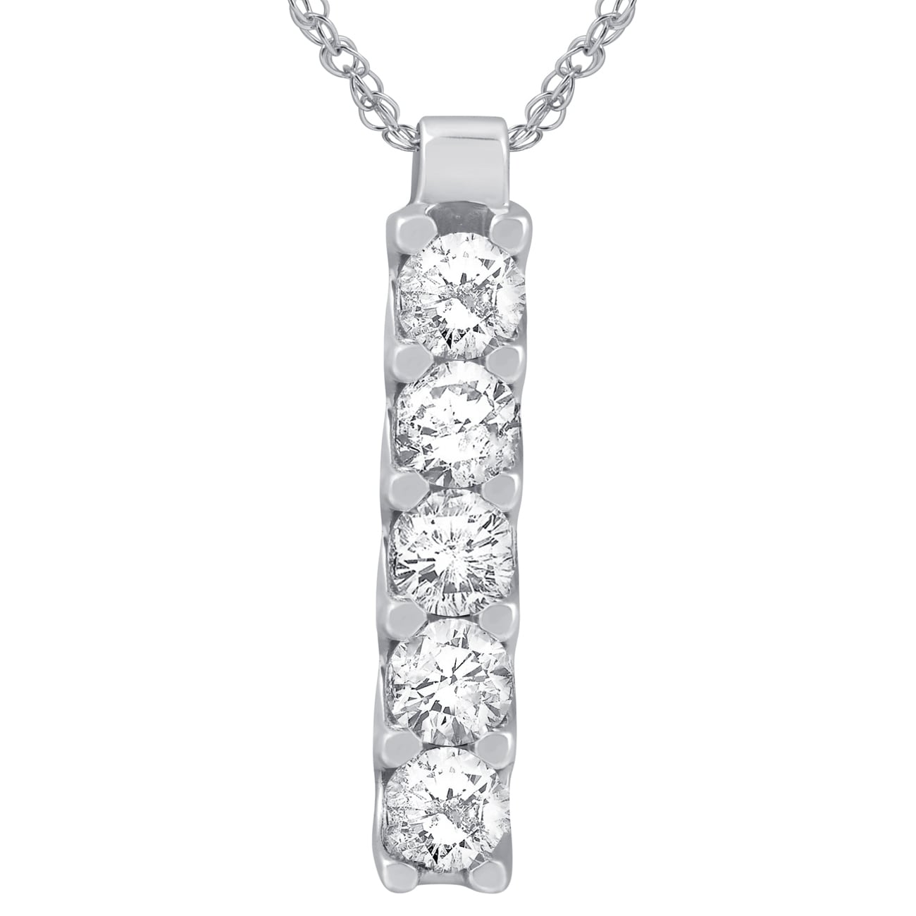 Pompeii3 14K White Gold 1 1 4 Ct Tdw Journey Diamond Pendant