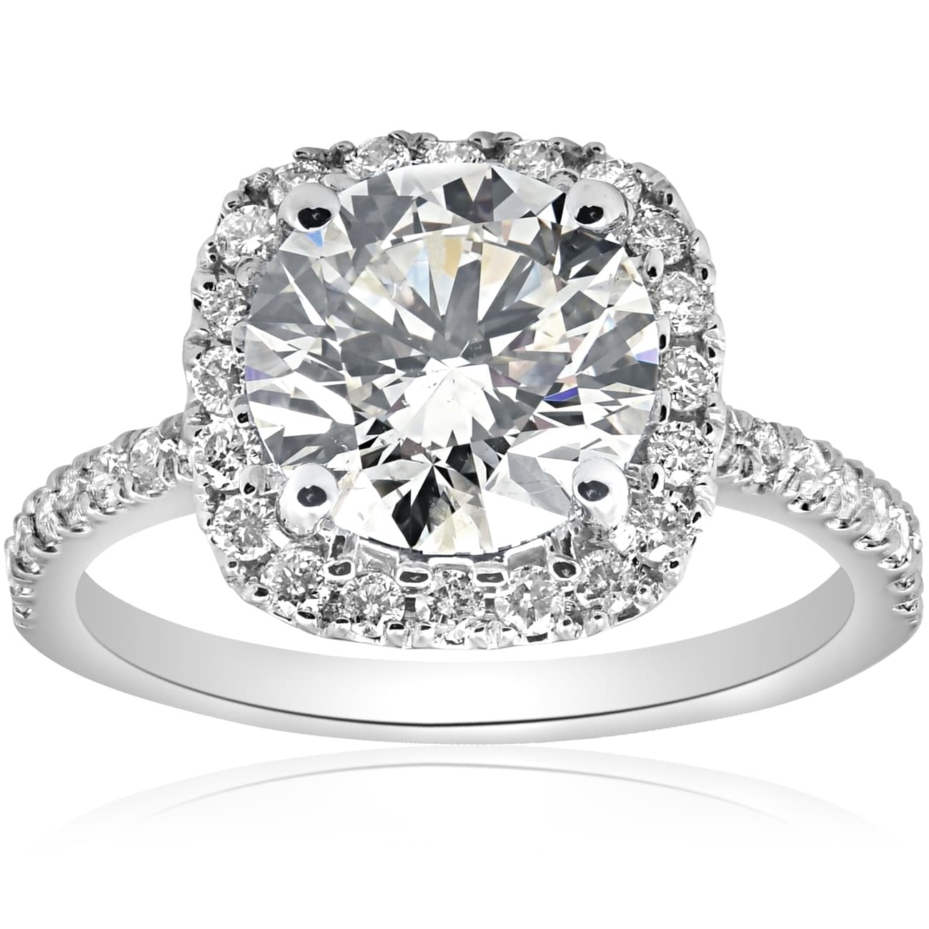 Bliss 14K White Gold 2 1 2Ct Tdw Diamond Cushion Halo Clarity Enhanced Engagement Ring G Si