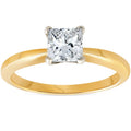 Bliss 14K Yellow Gold 1 Ct Tdw Solitaire Princess Cut Diamond Clarity Enhanced Engagement Ring H I Si1 Si2 White