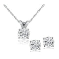 Bliss 14K White 1 2 Ct Diamond Solitaire Pendant Earring Studs Set