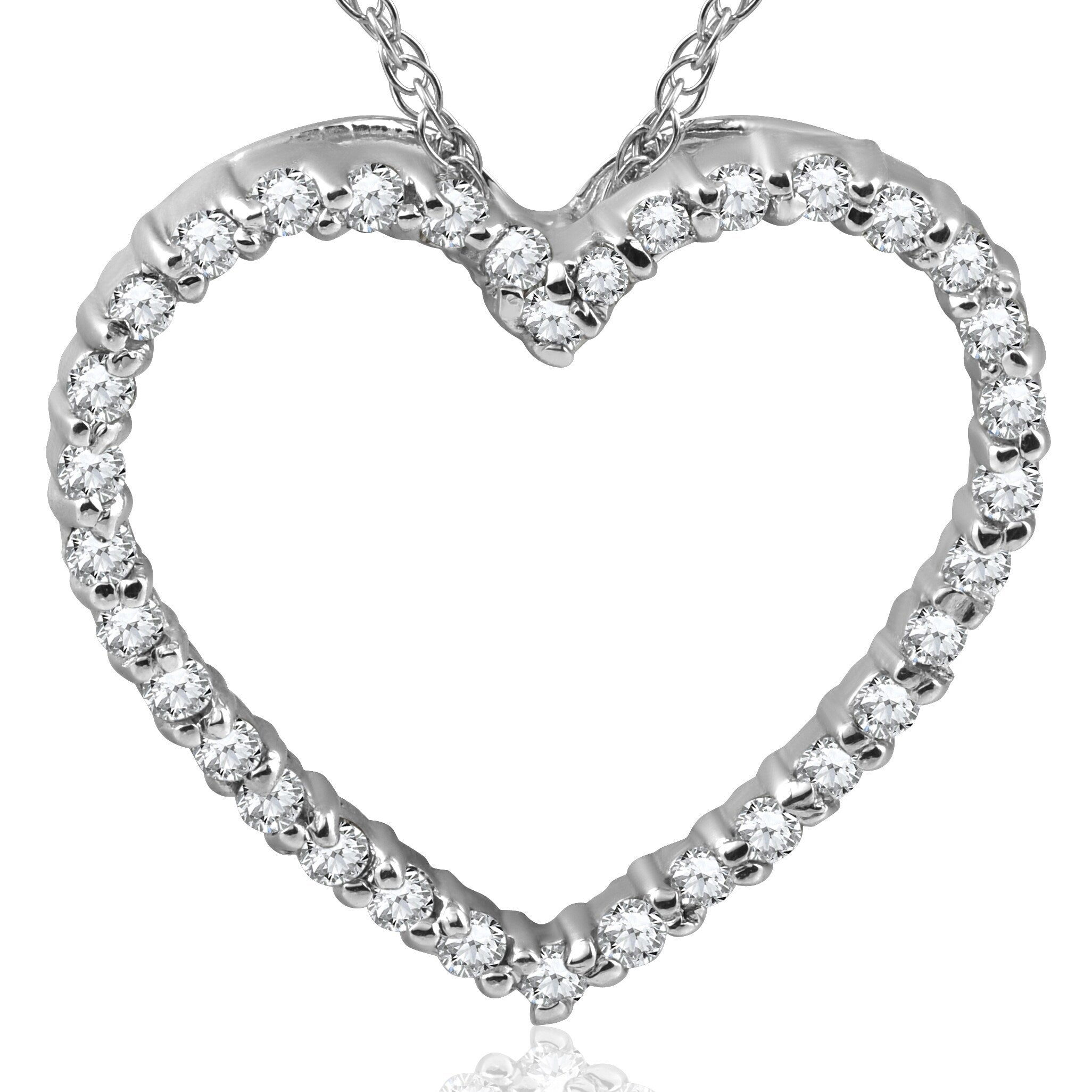 Pompeii3 14K White Gold 1 2 Ct Tdw Diamond Heart Pendant