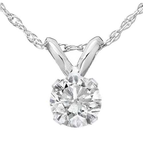 Bliss 14K White Gold 1 2 Ct Tdw Round Diamond Solitaire Pendant