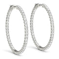 Bliss 14K White Gold 1 3 4 Ct Tdw Diamond Inside Outside Hoops Womens Earrings 1 1 4 Tall