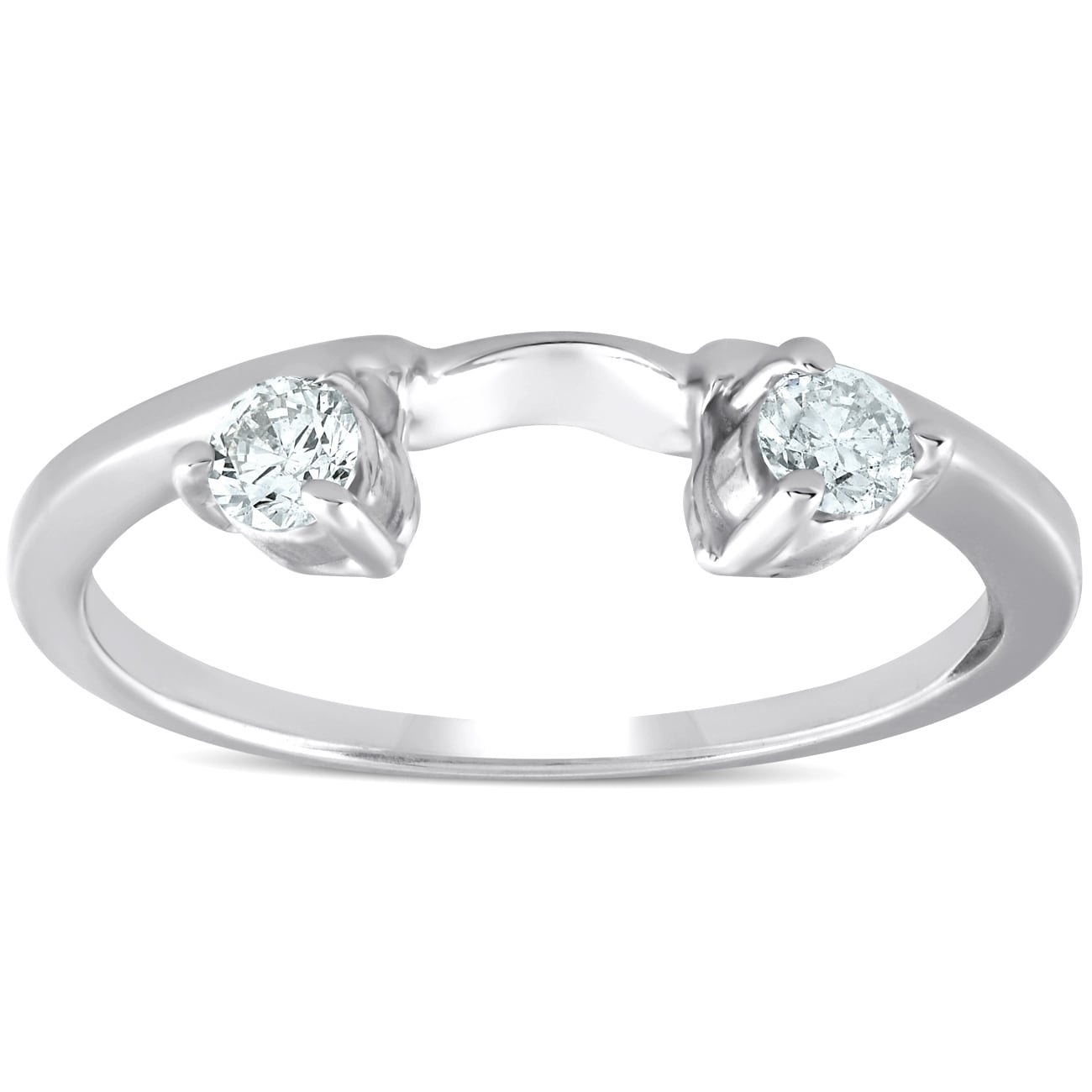 Bliss 14K White Gold 1 4 Ct Tdw Diamond Engagement Guard Band Insert Wedding Band Enhancer
