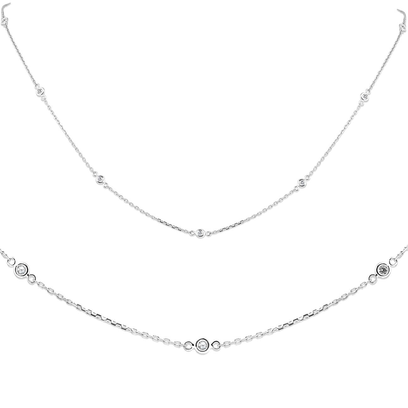 Pompeii3 14K White Gold 1 4 Ct Tdw Bezels By The Yard Womens 18 Diamond Station Necklace