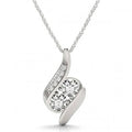 Pompeii3 14K White Gold 1 Ct Tdw Two Stone Round Diamond Pendant Womens Necklace 18 Chain