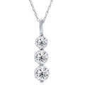 Bliss 14K White Gold 3 4 Ct Tdw Three Stone White Round Diamond Graduated Pendant Womens Necklace 18 Chain