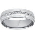 Bliss 14K White Gold 3 8 Ct Tdw Diamond Eternity Ring Mens 7Mm High Polished Step Cut Wedding Band