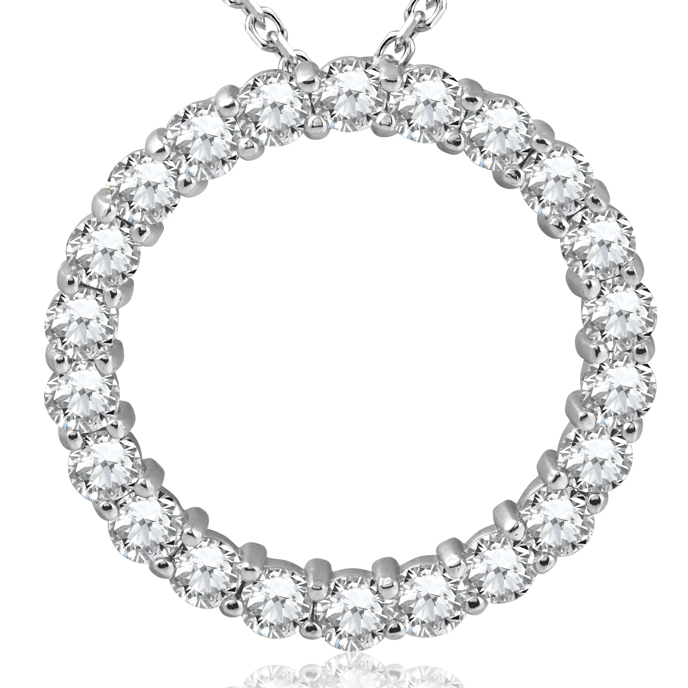 Bliss 14K White Gold 4.50 Ct Tw Diamond Circle Eternity Pendant Womens Necklace