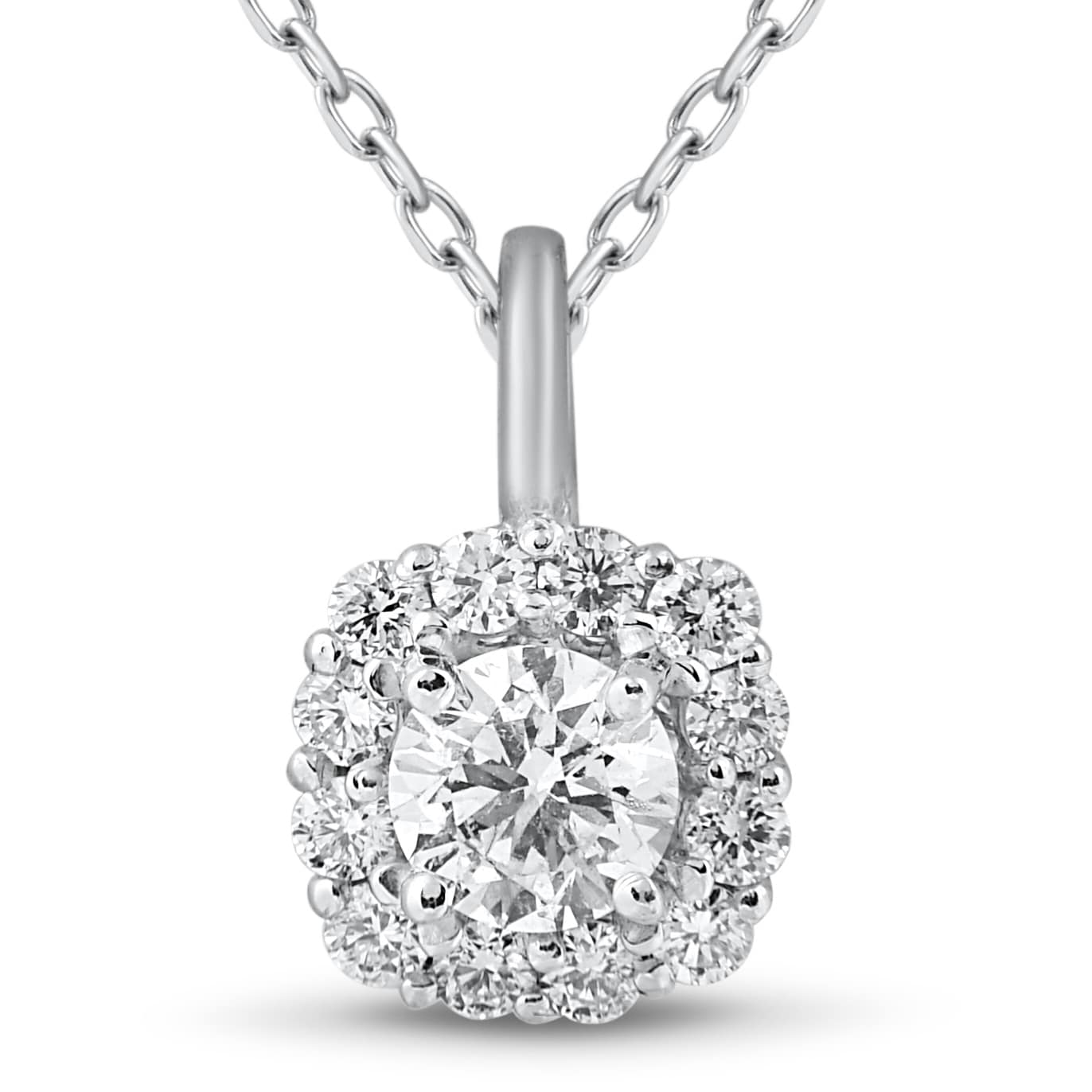 Bliss 14K White Gold 5 8 Ct Tdw Diamond Halo Pendant