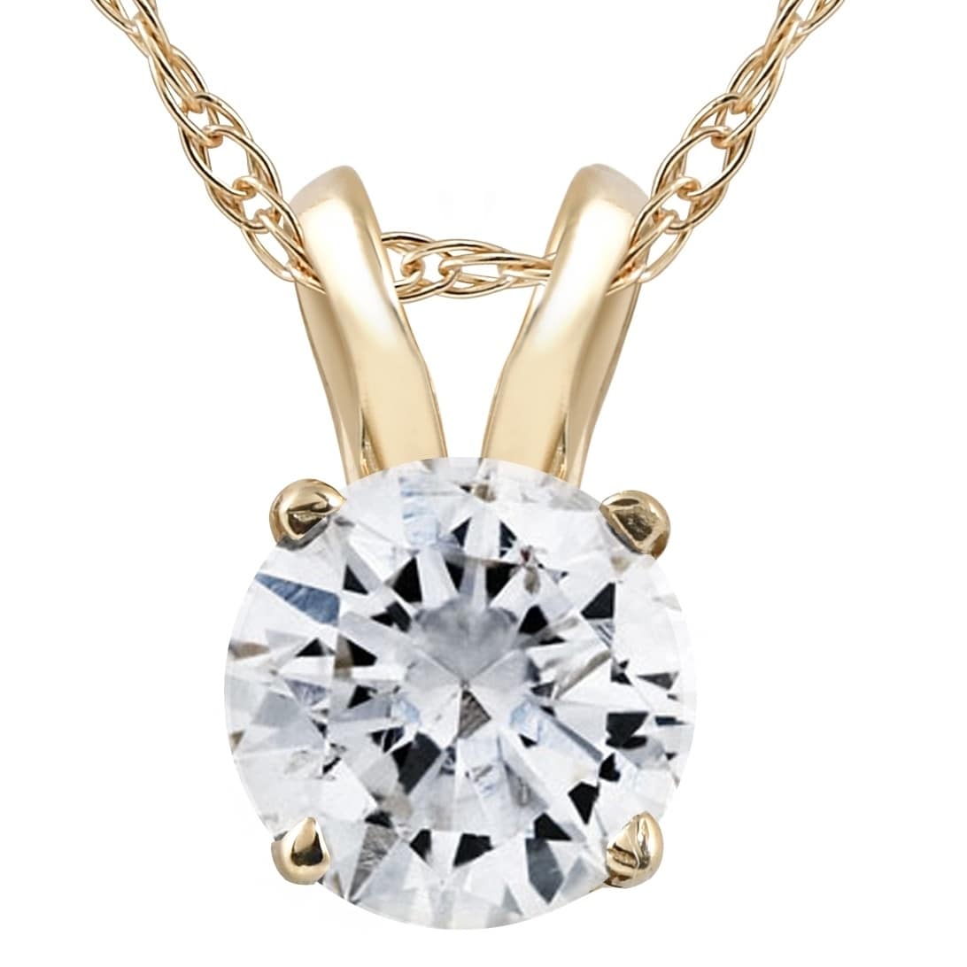 Bliss 14K Yellow Gold 1 2 Ct Tdw Solitaire Diamond Pendant 18 Chain White I J