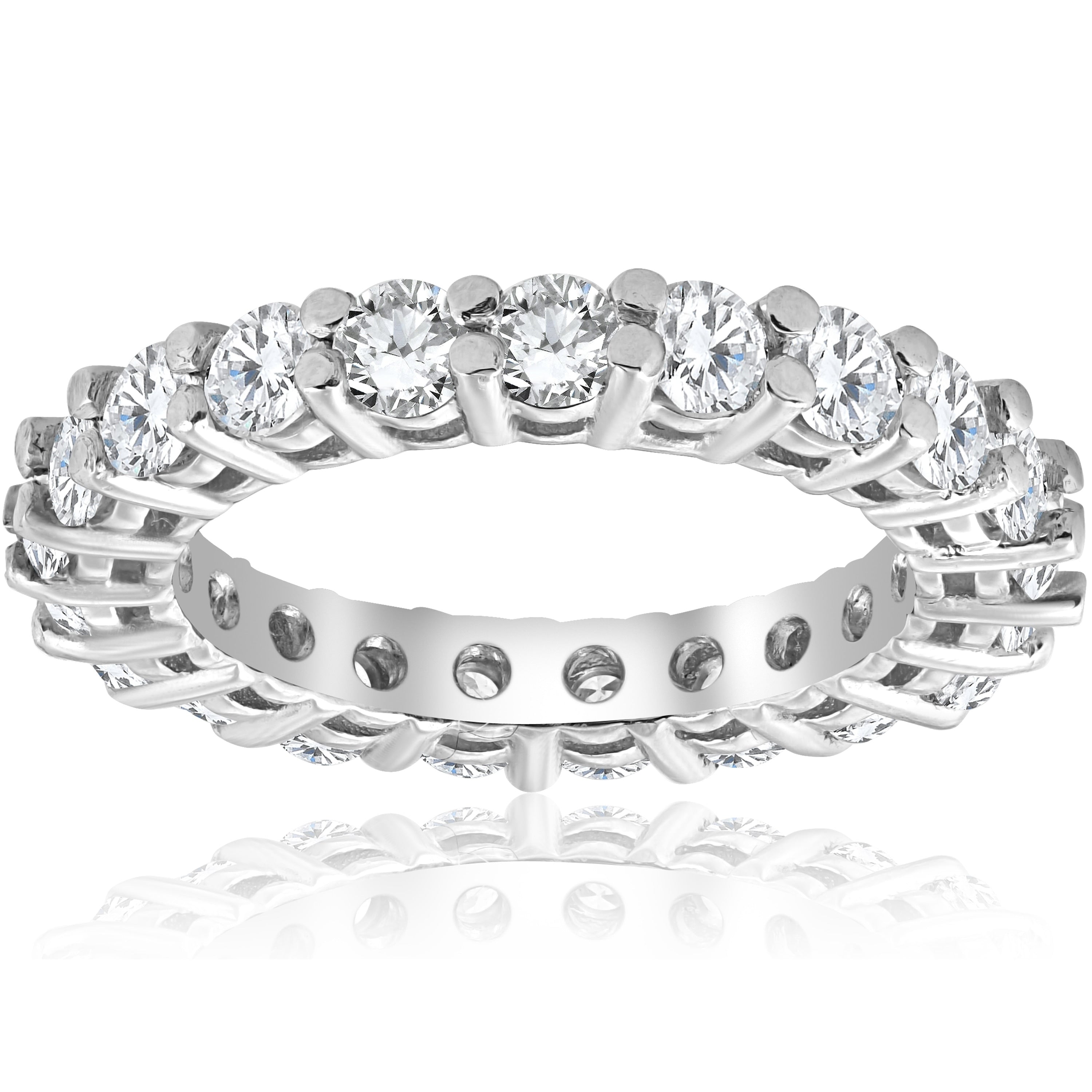 Bliss 2 3 8 Cttw 14K White Gold Round Shared Prong Diamond Eternity Ring White H I