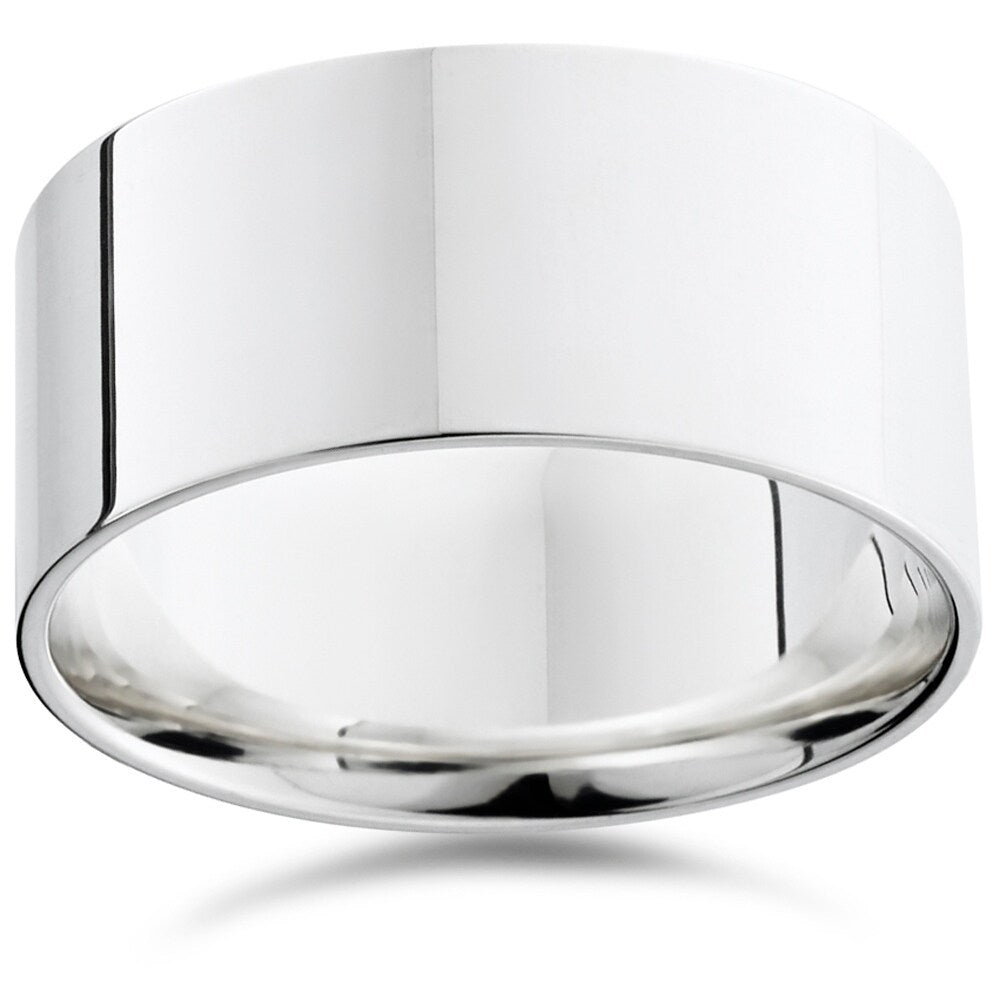 Bliss 950 Platinum Plain High Polished Ring 10Mm Flat Wedding Band White