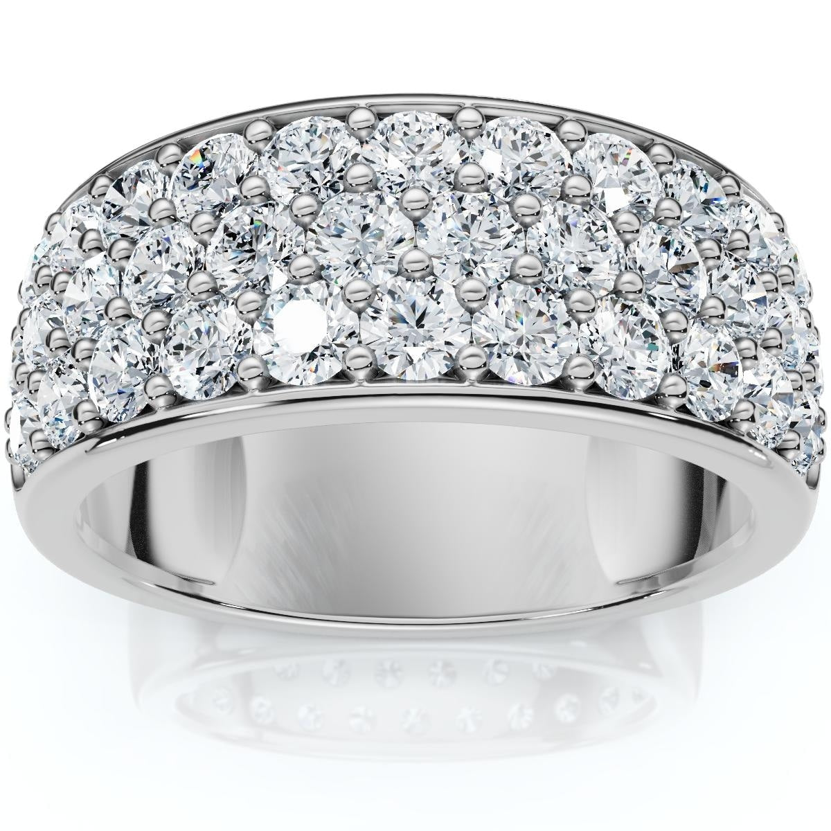 Bliss Diamond 1 1 2Ct Pave 3 Row Diamond Wedding Anniversary Ring Gold Lab Grown