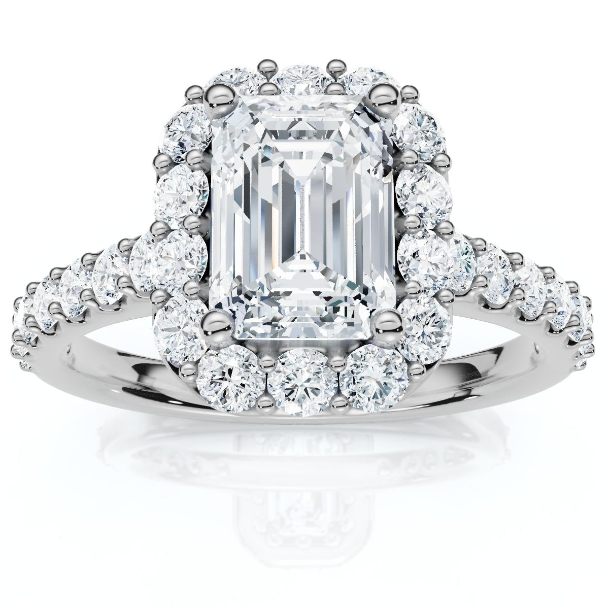 Bliss Diamond 1 3 4Ct Emerald Cut Diamond Halo Engagement Ring Gold Lab Grown
