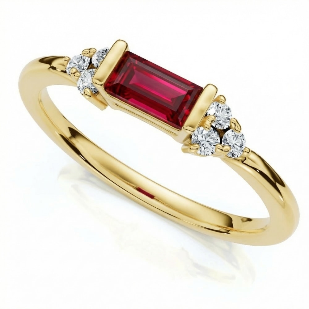 Bliss Diamond 1 3Ct Thin Ruby Diamond Stackable Wedding Ring Gold Lab Grown