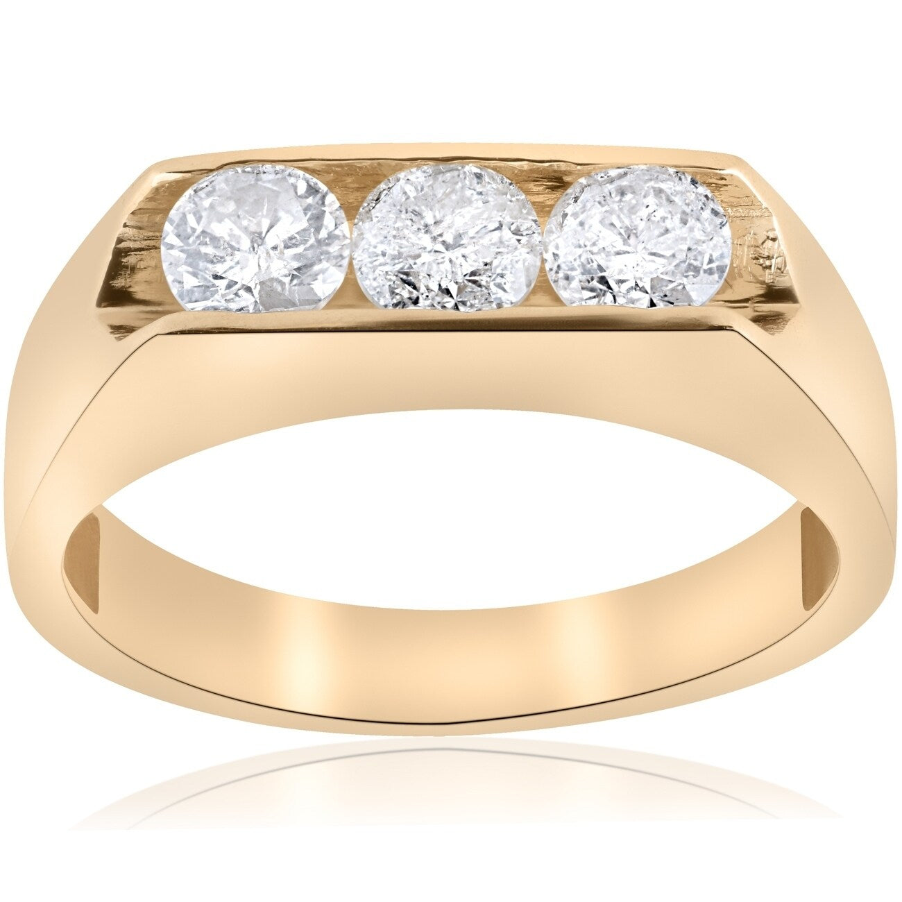 Bliss 10K Yellow Gold 1 1 2 Ct Tdw Three Stone Mens Diamond Ring White