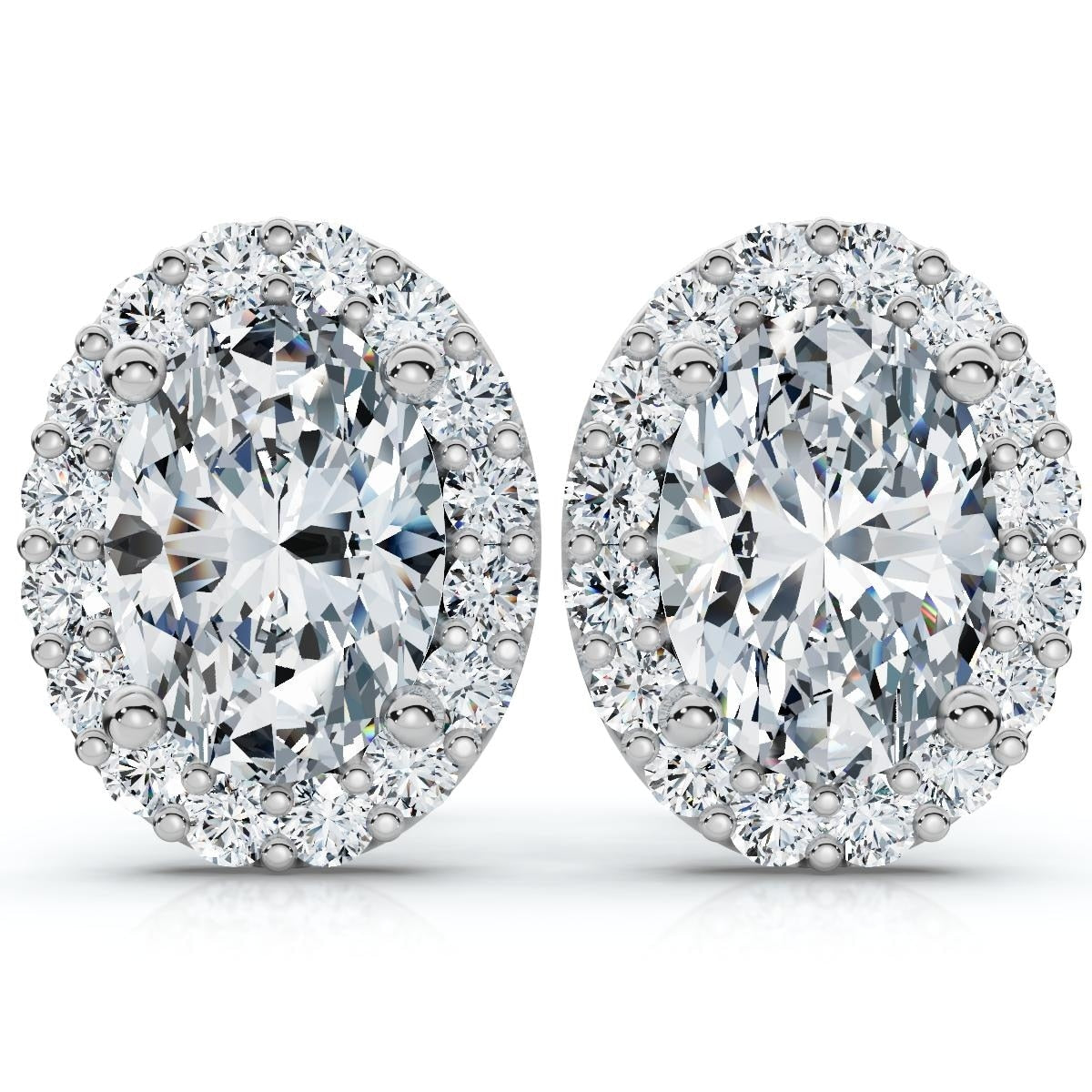 Bliss Diamond 2 1 2Ct Oval Diamond Gold Lab Grown Halo Earrings
