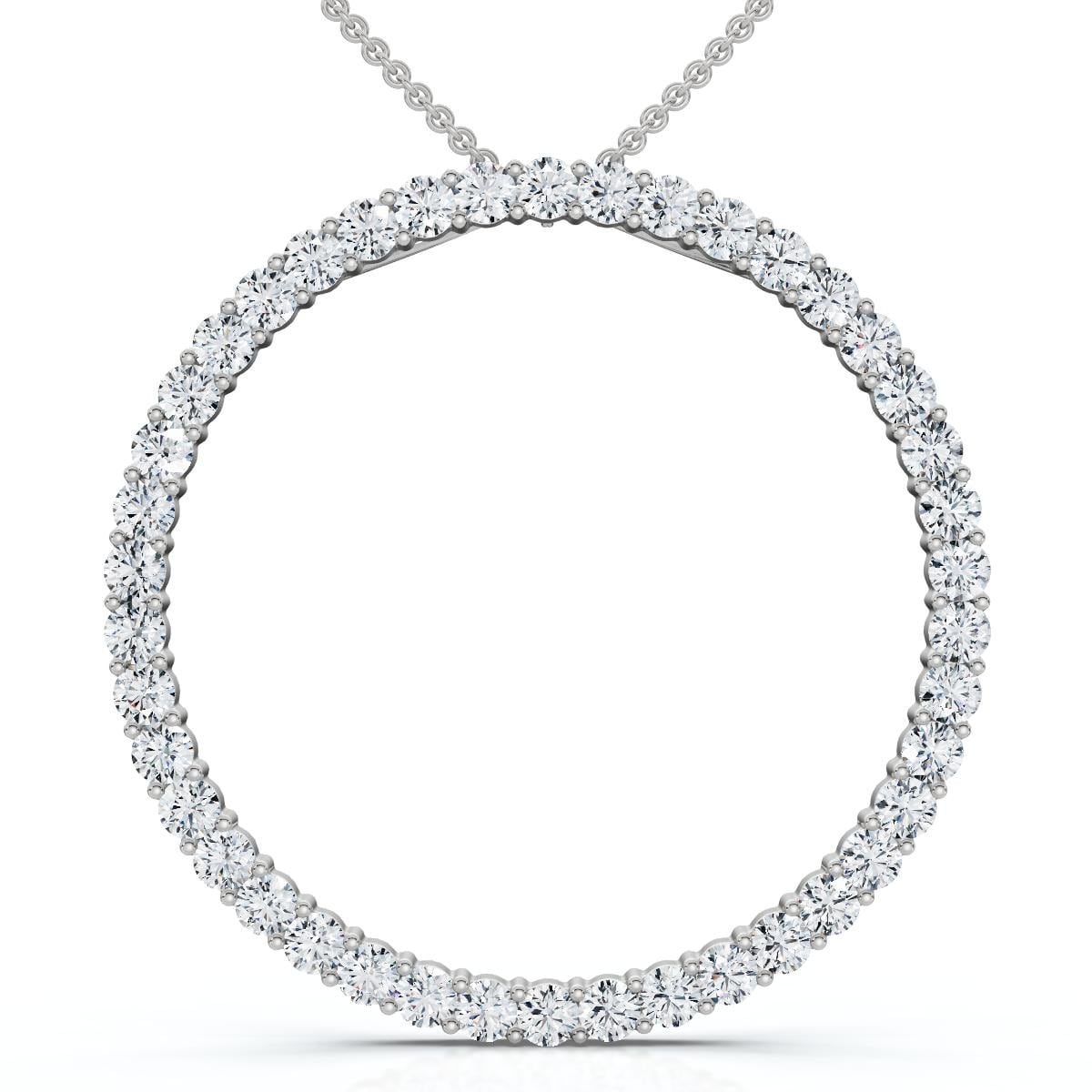 3 4Ct Circle Diamond Pendant 14K White Gold Lab Grown