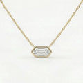 Bliss Diamond Certified 1.10Ct Long Hexagon Bezel Diamond East West Pendant Necklace Lab Grown