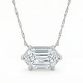 Bliss Diamond Certified 1.10Ct Long Hexagon Diamond East West Pendant Gold Necklace Lab Grown