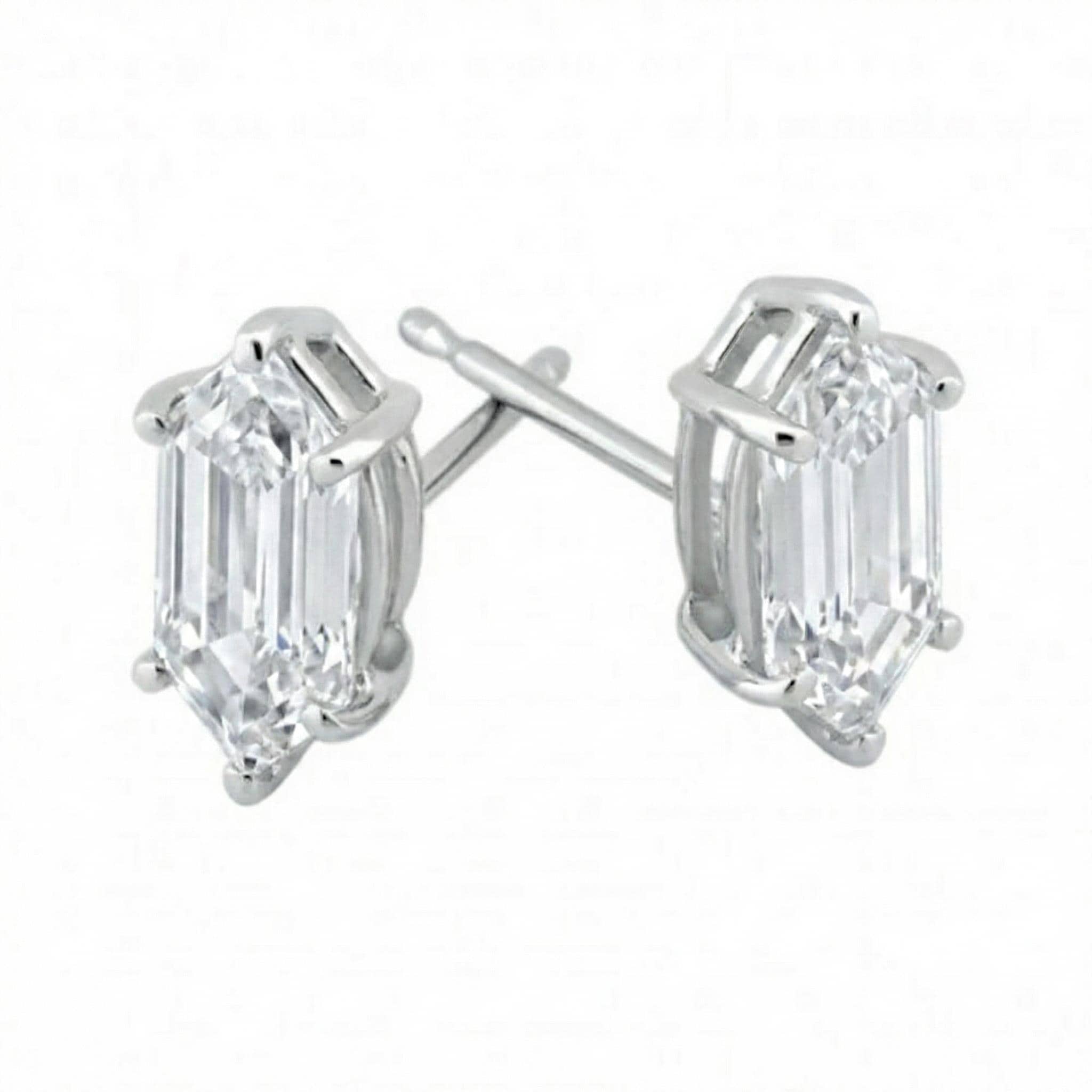 Bliss Diamond Certified 1Ct Tw Long Hexagon Diamond Studs White Gold Earrings Lab Grown