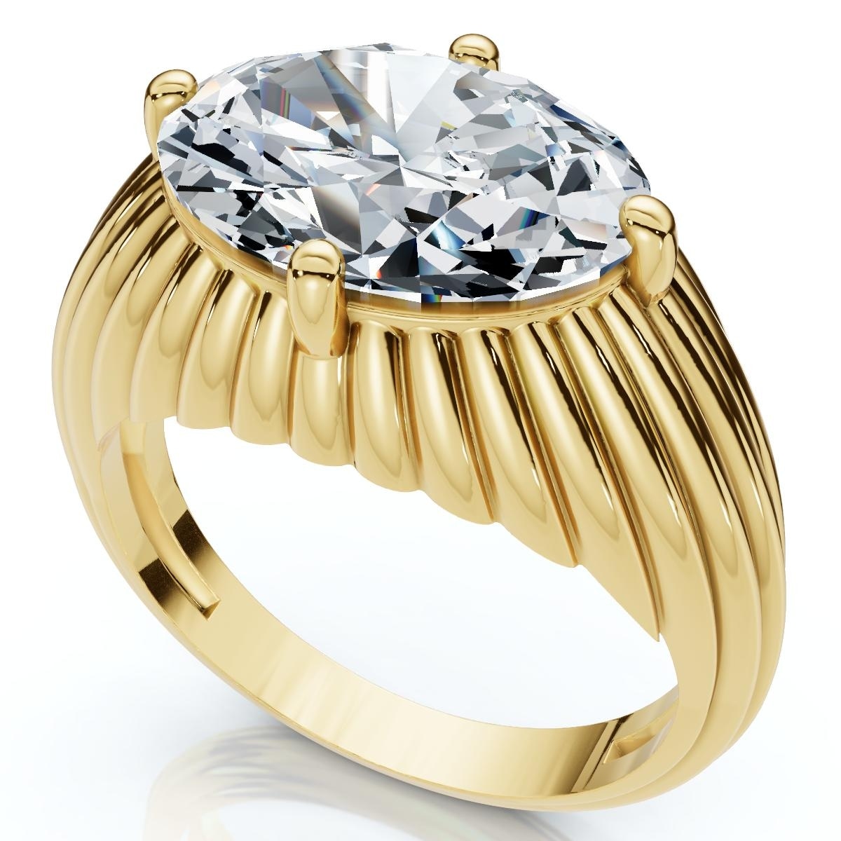 Bliss Diamond Certified 3Ct Oval Diamond Pam East West Engagement Ring Gold Lab Grown