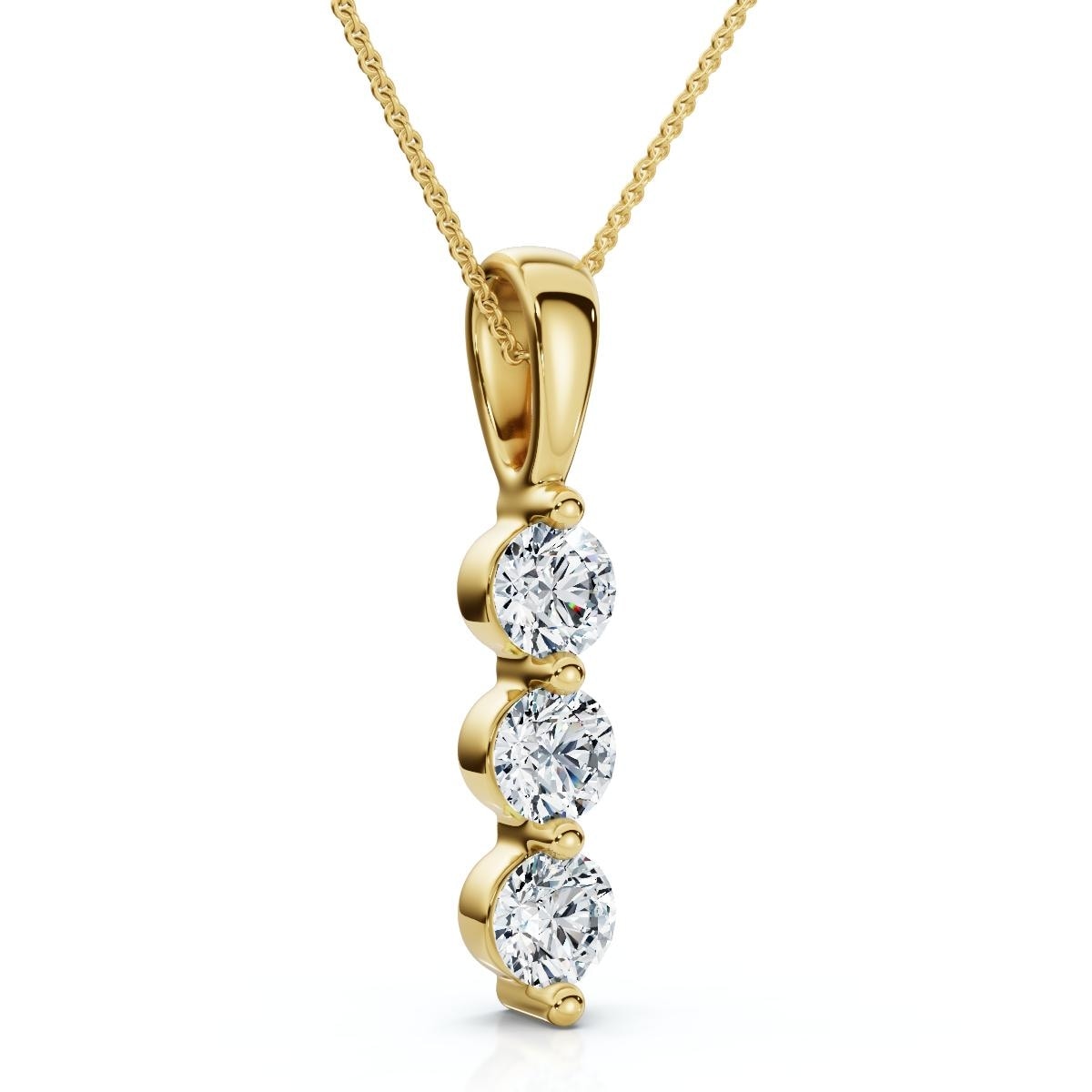 Bliss Diamond Delicate Three Stone Diamond White Or Yellow Gold Lab Grown 18 Necklace