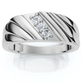 Bliss Diamond Mens Diamond Three Stone Polished Wedding Ring Gold Lab Grown