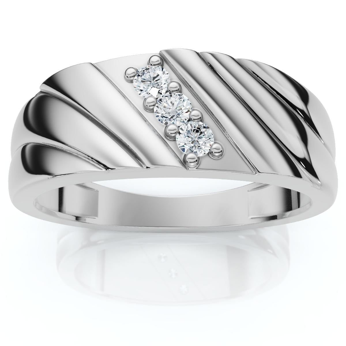 Bliss Diamond Mens Diamond Three Stone Polished Wedding Ring Gold Lab Grown