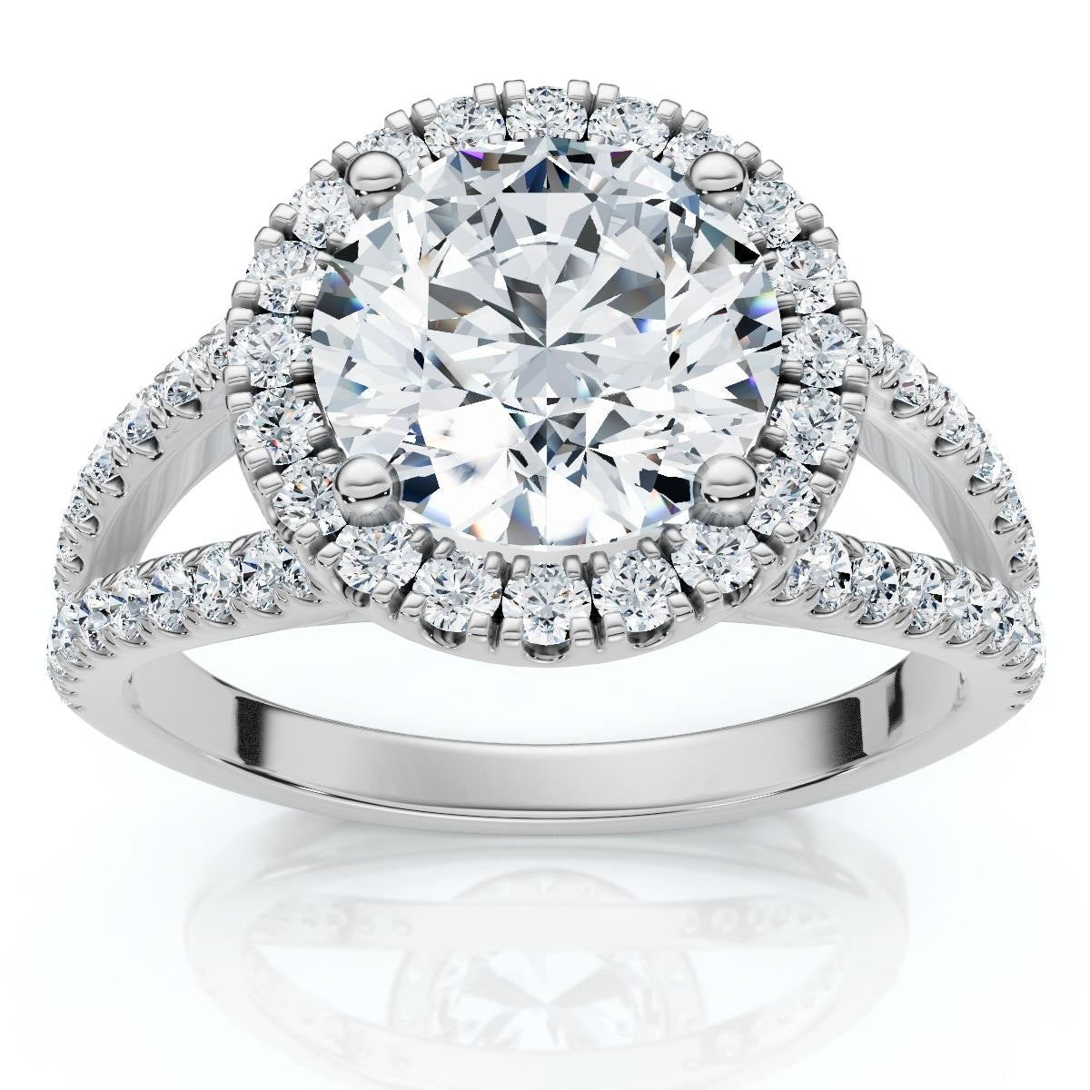 Platinum 2 Ct Tdw Diamond Engagement Halo Ring G H Si