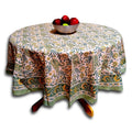 Rajasthan Paisley Cotton Block Print Floral Tablecloth Rectangular Square Round Linen